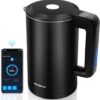 Aigostar 30UTV - Smart Waterkoker - met Temperatuurregeling - 40°C tot 100°C - Warmhoudfunctie - LED Verlichting - 1.7L - 2200W - Zwart