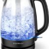 Aigostar Adam 30GOM - Glazen waterkoker - LED verlichting - 1,7 Liter - 2200W - Glas - 360° draaibaar - Zwart