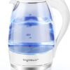 Aigostar Eve 30GON - Elektrische Waterkoker - Retro - 1,7L - met Led verlichting - 2200W - Glas - Wit