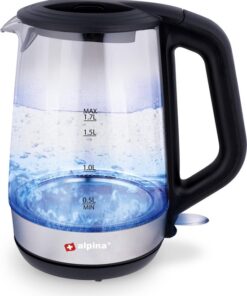 Alpina Waterkoker - Elektrisch - LED - Glas - RVS - Snoerloos - 1,7 Liter