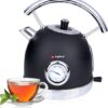 alpina Waterkoker - Retro - 1.8 L - Ingebouwde Thermostaat - Droogkookbeveiliging - Transparante Waterpeilindicator -Theekoker - Zwart - 1850-2200W