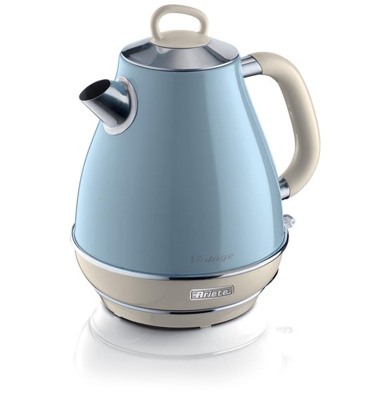 Ariete 2869/05 | Vintage waterkoker | 2000 Watt | 1. 7 liter inhoud | draadloos | blauw