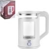 Botti Carter glazen elektrische waterkoker 1.5L - 1350W - wit - stijlvol modern design - gemaakt van glas, kunststof en RVS - 360 graden roteerbare basis