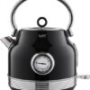 Botti Royal Line proffesionele waterkoker klassiek design 1,7L met thermometer - Elegant en luxe uitstraling - Fluitketel look - 2200W - zwart / zilver