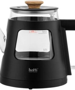 Botti Vivien Professional series glazen waterkoker 0.9L 1000W zwart - waterketel design - klik deksel - klein formaat
