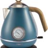 Kassel 93234 - Retro Waterkoker - 1,7L - RVS - Turquoise - met thermometer