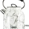 Marble Waterkoker retro - Marmerprint - Snoerloos te gebruiken - Metaal - antikalk waterfilter - ruime 1.7L inhoud voor 8 koppen thee - BPA vrij