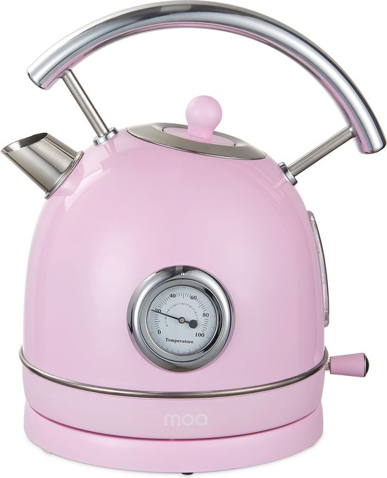 MOA Retro Waterkoker - Pastel Roze - Elektrisch - RVS - EK4TP