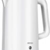 MPM - Draadloze Dubbelwandige Waterkoker 1,7 Liter - Stil in gebruik - Mat Wit