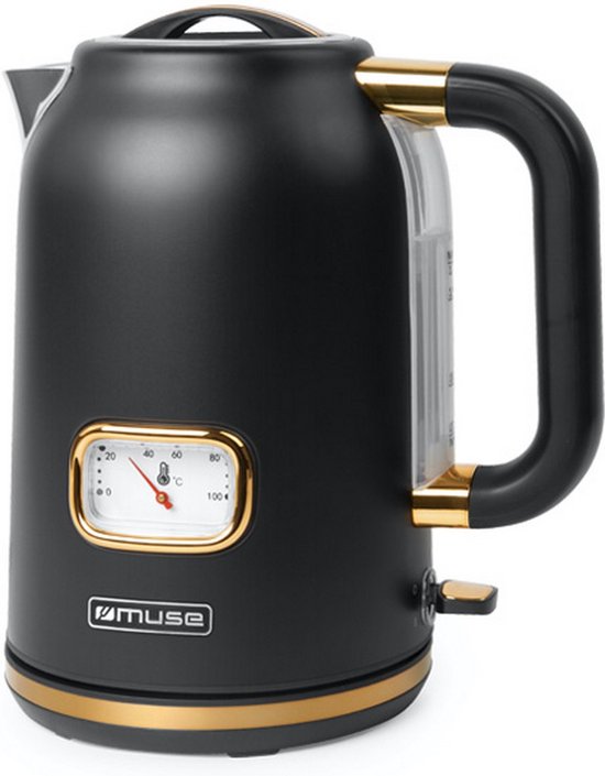 MS-030BC - Muse elektrische waterkoker, 1,7 L, zwart/messing