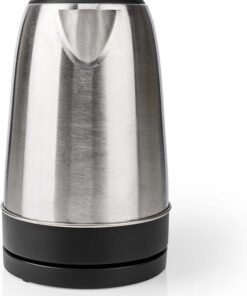 Nedis Waterkoker - 1.7 l - Roestvrij Staal - Aluminium / Zwart - 360 graden draaibaar - Verborgen verwarmingselement - Strix-controller - Droogkookbeveiliging