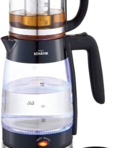 Schäfer - Glazen theemaker 74269- 1,8/0,8 liter en 2200W - Waterkoker - Elektrische theemaker - Caymatik - zwart