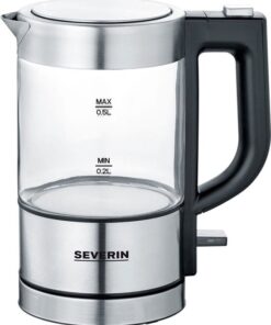 Severin WK 3472 - Waterkoker - electrisch - glazen kan - 0.5l - zilver/zwart