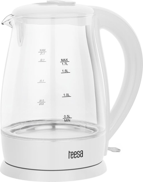 Teesa TSA1511W - Elektrische glazen waterkoker, 1,7 liter, wit