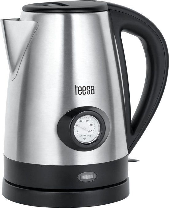 Teesa TSA1513 - Elektrische waterkoker met temperatuurindicatie, 1,7 liter, roestvrijstaal